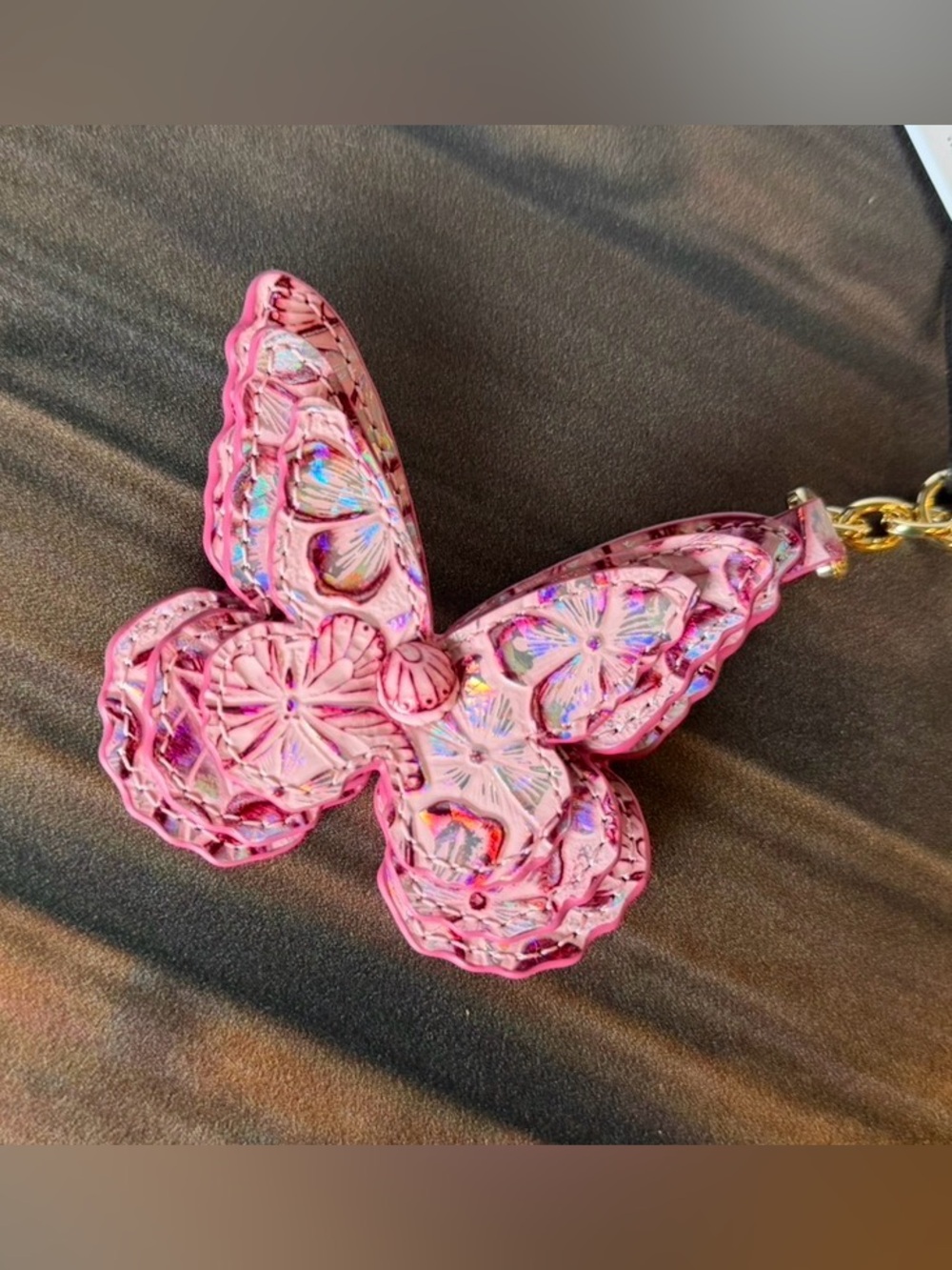 Brahmin Butterfly Fearless Pink Ainsley Logo Charm NWT FIRM - Picture 5 of 7